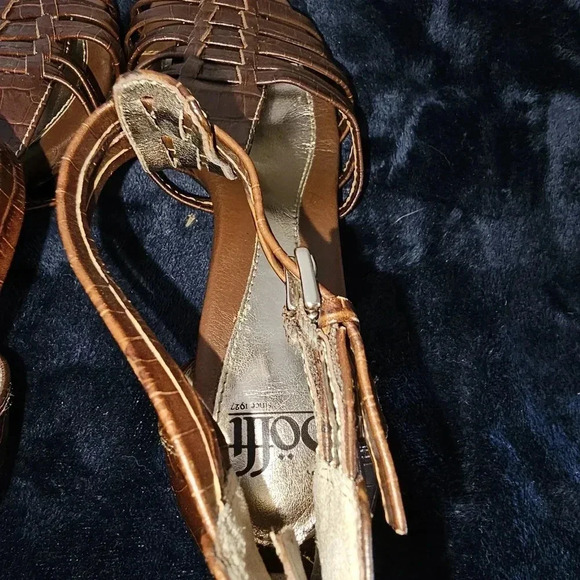 Softt Leather‎ Crocodile Brown Ankle Strap Heels SZ 8M - Picture 5 of 11